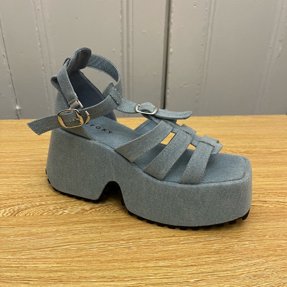 Denim Platform Shoes 42 WORN FOR PHOTO SHOOT ONLY !!! - Picture 5 of 6